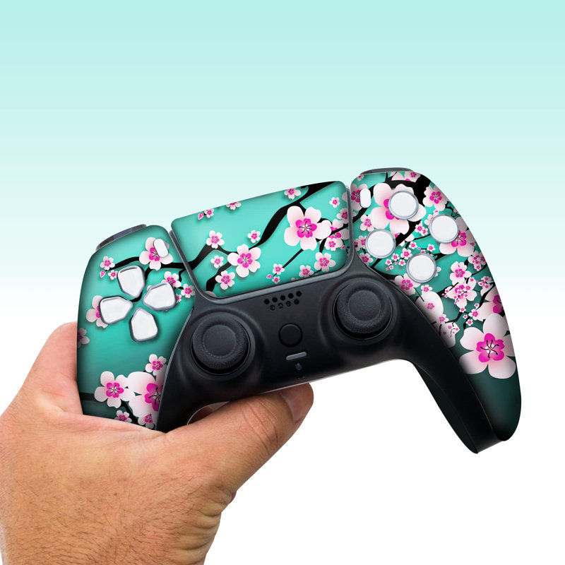 Cherry Blossom PS-5 personnalisé sans fil compatible avec la console Play-Station 5 de BCB Controllers | Fièrement personnalisé aux États-Unis avec une impression permanente par HYDRO-DIP (PAS JUSTE UNE PEAU)