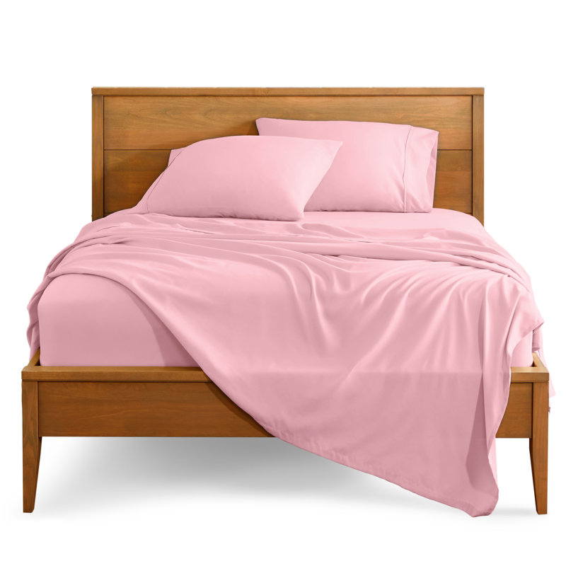 Ensemble de draps en microfibre Bare Home, Rose clair, Ensemble de draps pour lit simple TG + 1 drap-hous