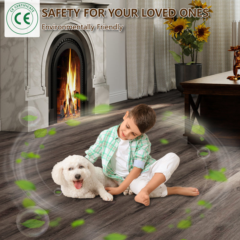 FLYFISH 6" x 36" Peel and Stick Floor Tiles, 1.2 mm Thick Vinyl Flooring, 36 Tiles, Classic Gray, Classic Gray