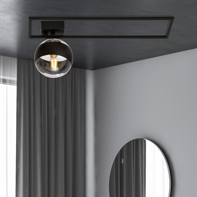 Appiah Glass Flush Mount, Black/Transparent, 31cm H x 55cm W x 55cm W