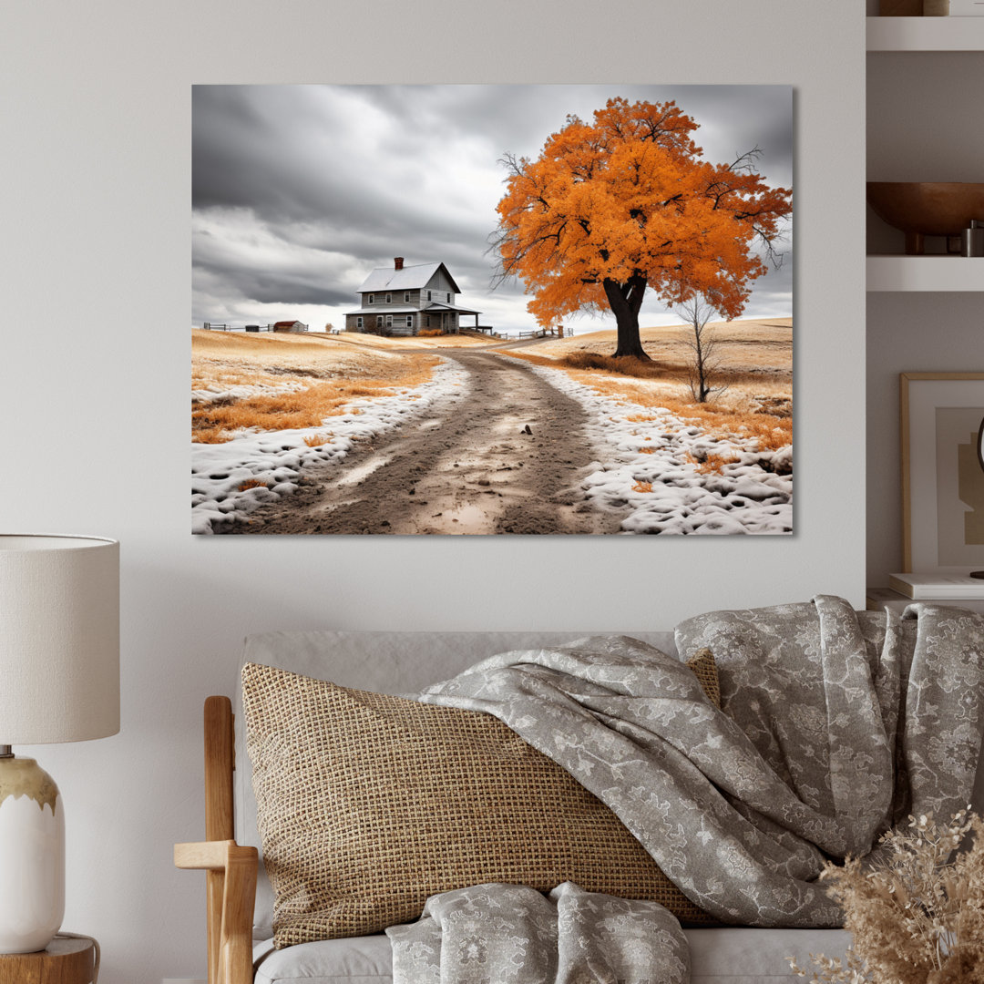 Farmhouse Orange and Grey Harmony - Farm Metal Wall Art Ebern Designs 