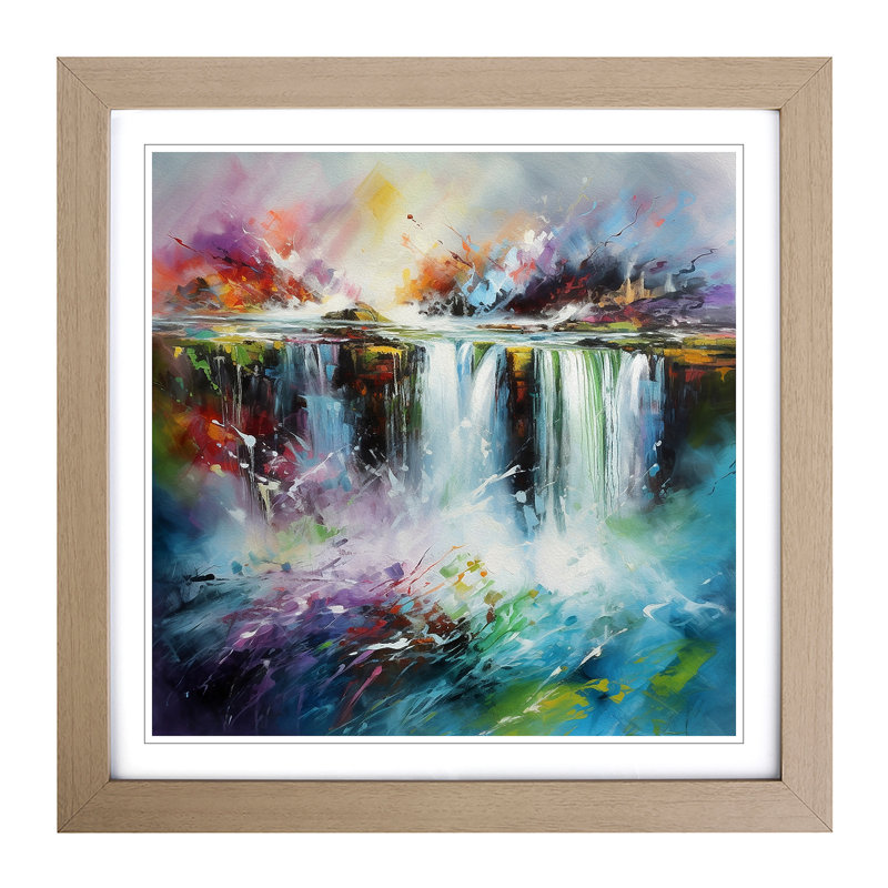 Niagara Falls Abstract Art - Single Picture Frame Print on Wood, Oak