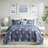 Premium Cotton Reversible Bedding Sets, Embroidered Coastal Navy King