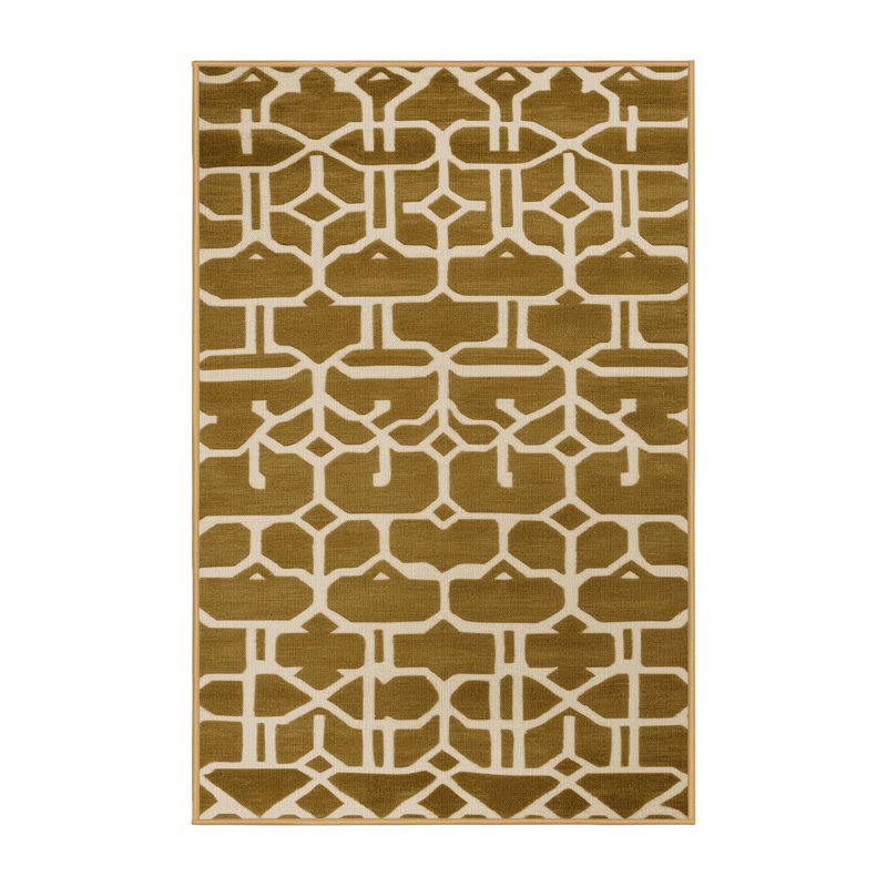 Tapis brun treillis lavable à la machine, Rectangle 7 pi x 9 pi