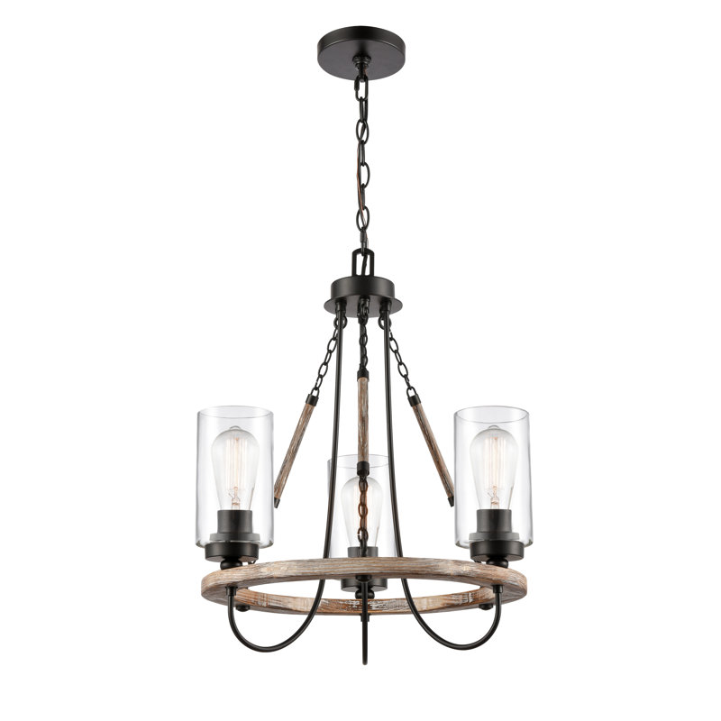 Tallant 3 - Light Dimmable Wagon Wheel Chandelier, Clear, No Bulb Included