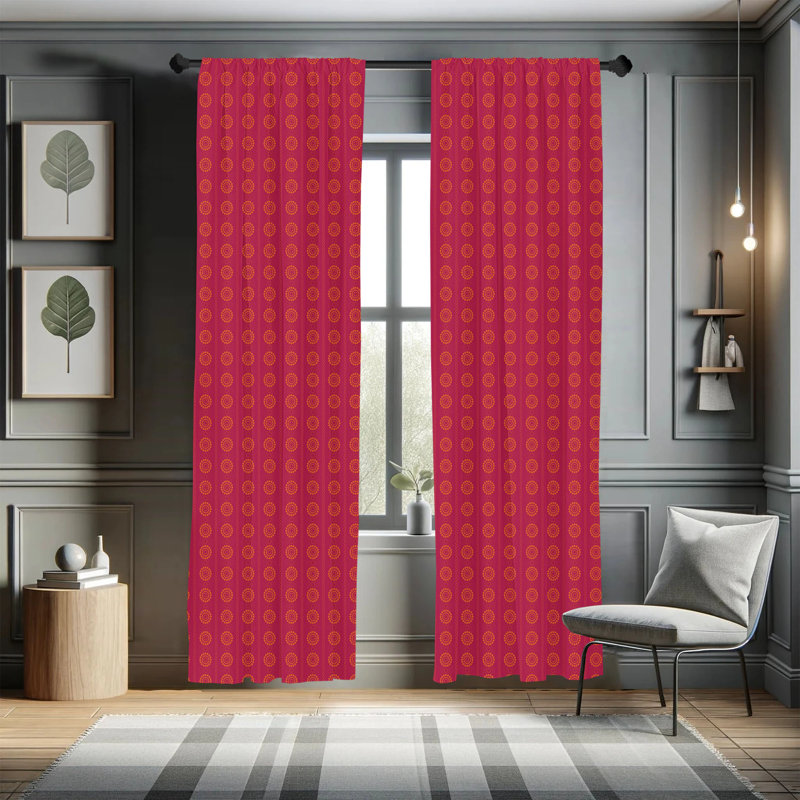 Ethnic Semi-Sheer Rod Pocket Sliding Panel, 28" x 84"