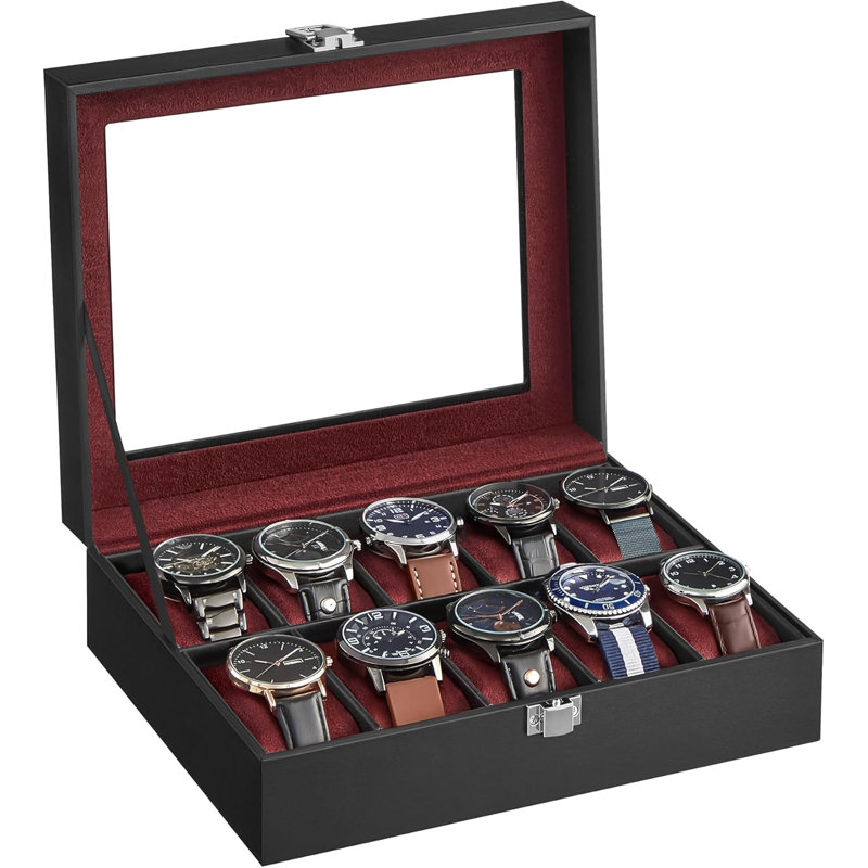 Watch Box +, Black/Wine Red