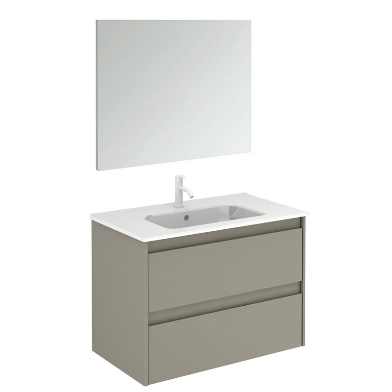 Ambra 31.7'' Single Bathroom Vanity with Ceramic Top, Matte Sand, 31.7"
