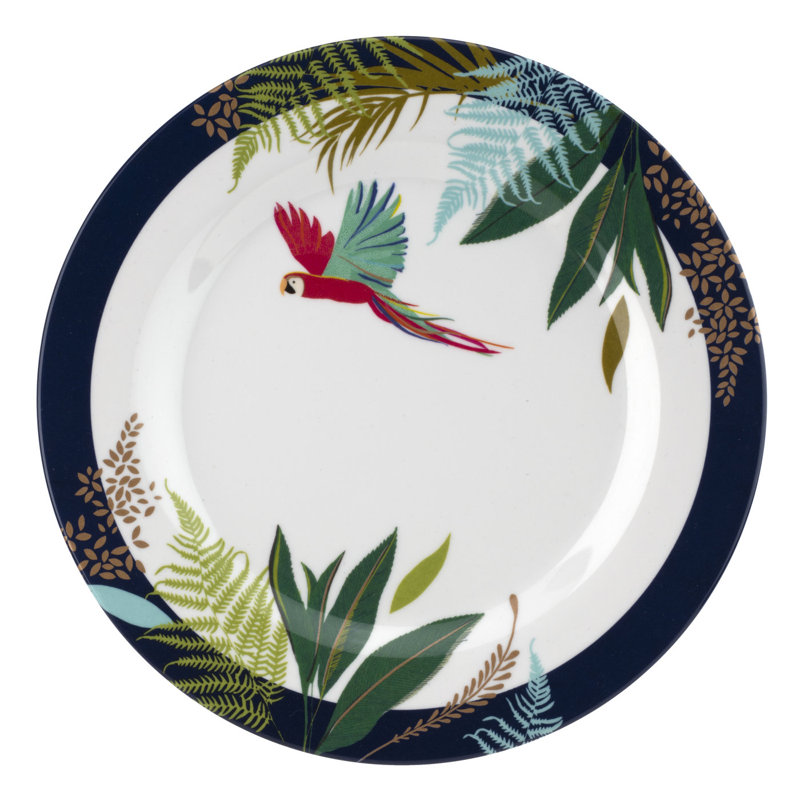 Sara Miller London Parrot Melamine Salad Plates with Gold Detailing, Set of 4