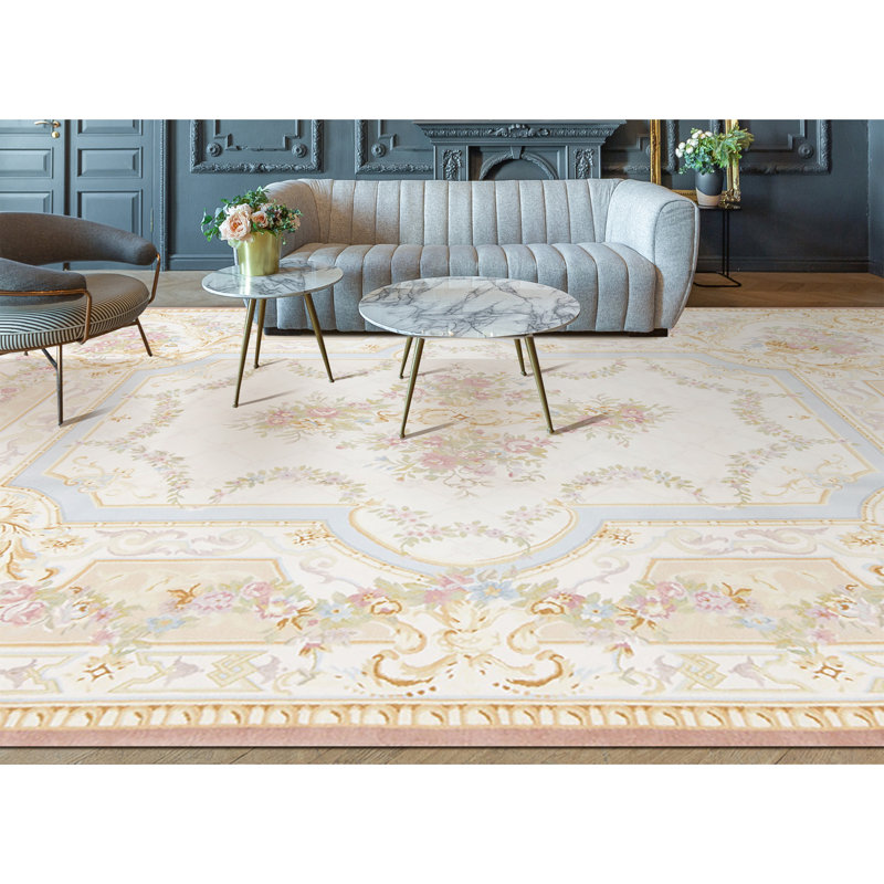 Hand-Knotted High-Quality Ivory and Beige Area Rug