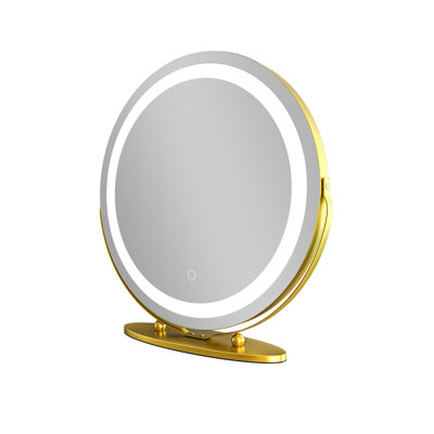 19 Inch Vanity Mirror With Lights, Round Large LED Vanity Mirror With Smart Touch 3 Colors Dimmable, Touch Lighting