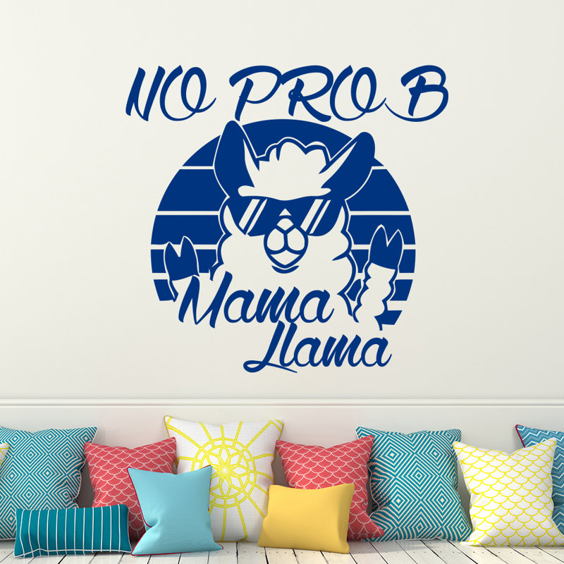 Décalcomanie murale "no prob maman llama", Bleu
