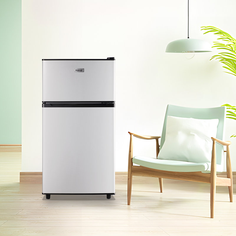 WANAI Coolife Preserving Portfolio 3.5 Cubic Feet Freestanding Mini Fridge with Freezer, Silver