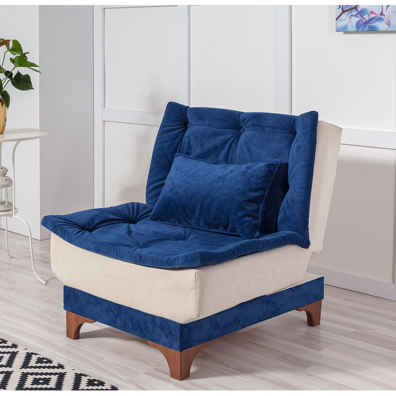 Crosland Upholstered Accent Chair, Dark Blue/Cream