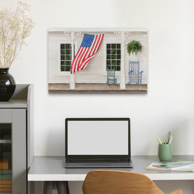 American Porch contemporain bleu blanc drapeau américain américain