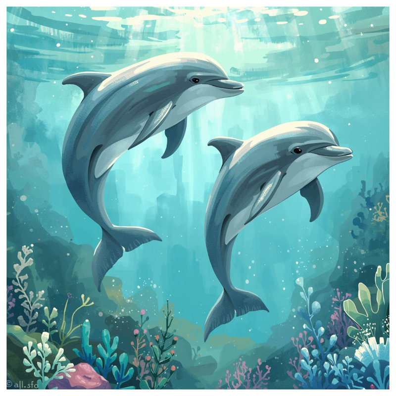 Housses de couette dauphins sous l'eau, Très grand lit