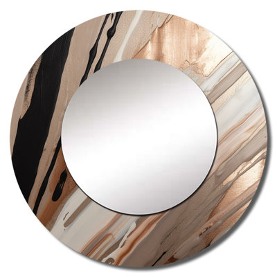 Sophiemarie Rosegold Embracing Essence Of Lines V - Marble Decorative Wall Mirror, Modern Round Mirror, Printed Metal Art