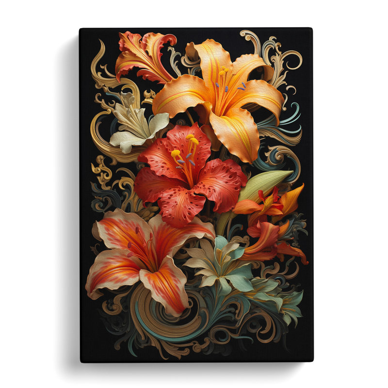 Lily Flower Baroque - Print, 60cm H x 40cm W x 3cm D