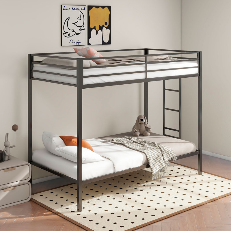 Jaydon Twin Over Twin Bunk Bed, Twin Over Twin, Black