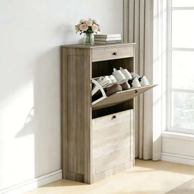 Double Flip-Down Drawer Shoe Cabinet