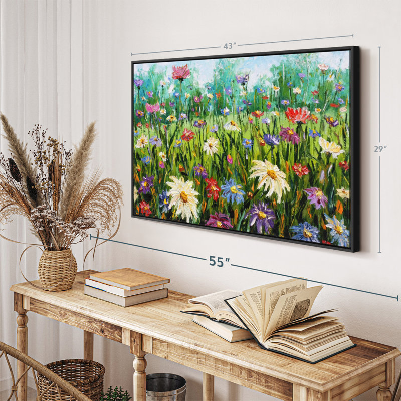 Fleurs sauvages impressionnistes, reproduction sur toile, H 29 po x l 43 po
