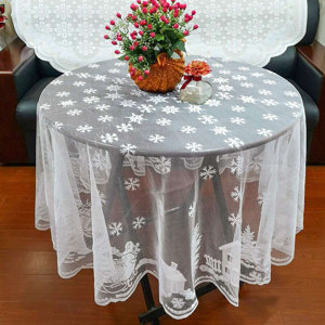 Christmas Tablecloth Rectangle 60" x 102" Holidays White Table Cloth Lace Xmas Table Fabric Cover