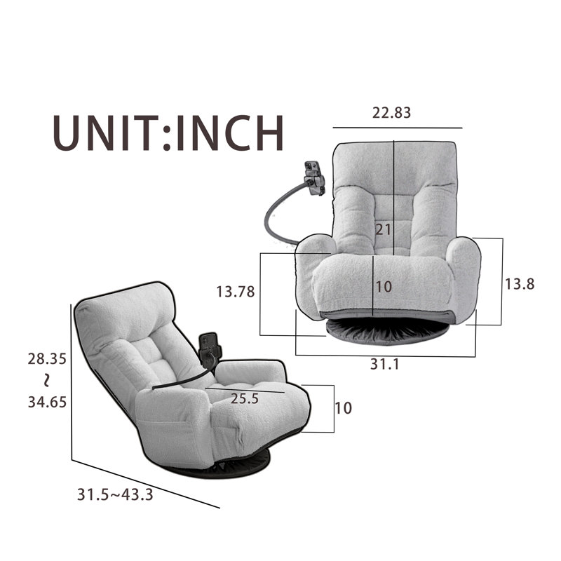 Méridienne de jeu réglable à 5 positions avec rotation à 360 ° - Canapé de loisirs beige avec support en métal pour salon