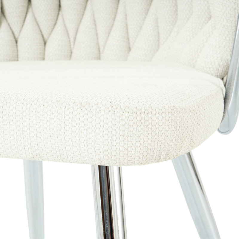 Chaise de salle à manger ergonomique en lin avec supports en métal, pour la cuisine de chambre à coucher, 2 structures modernes, 2