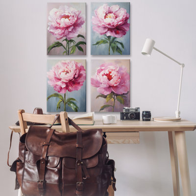  "Flush Pink Florals", ensemble de 4 impressions sur toile par Petal Prints Design