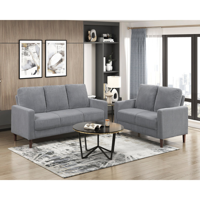 Ensemble de canapé moderne et moderne 2 pièces Canapé confortable, Gris