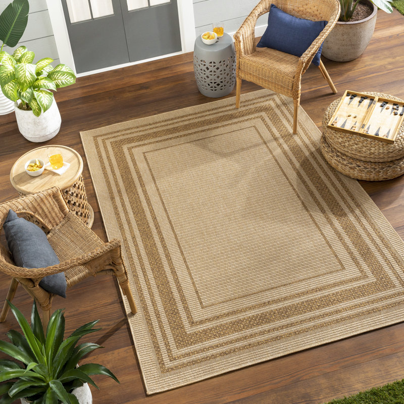 Tapis intérieur / extérieur en polypropylène tissé à la machine Audene, Rond 7 pi 10 po
