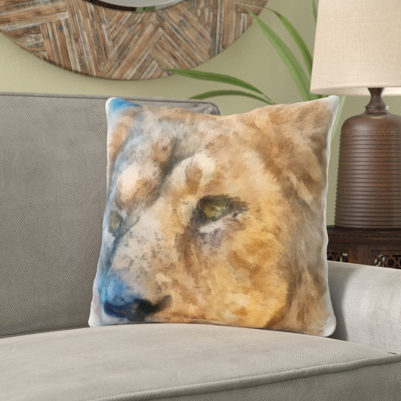 Coussin lion Riaan, Microsuède, Intérieur