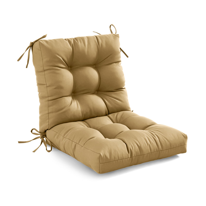 Outdoor Chair Cushion Tufted Seat & Back Cushion With Ties 40X21x4 Inch Waterproof UV Fade Resistant Replacement Cushion For Patio Garden Furniture,Grey