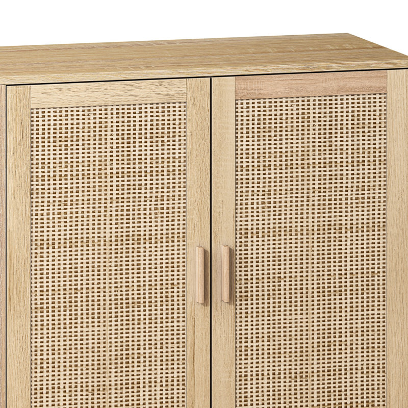 Armoire de rangement en rotin à 4 portes de 62,2 pouces