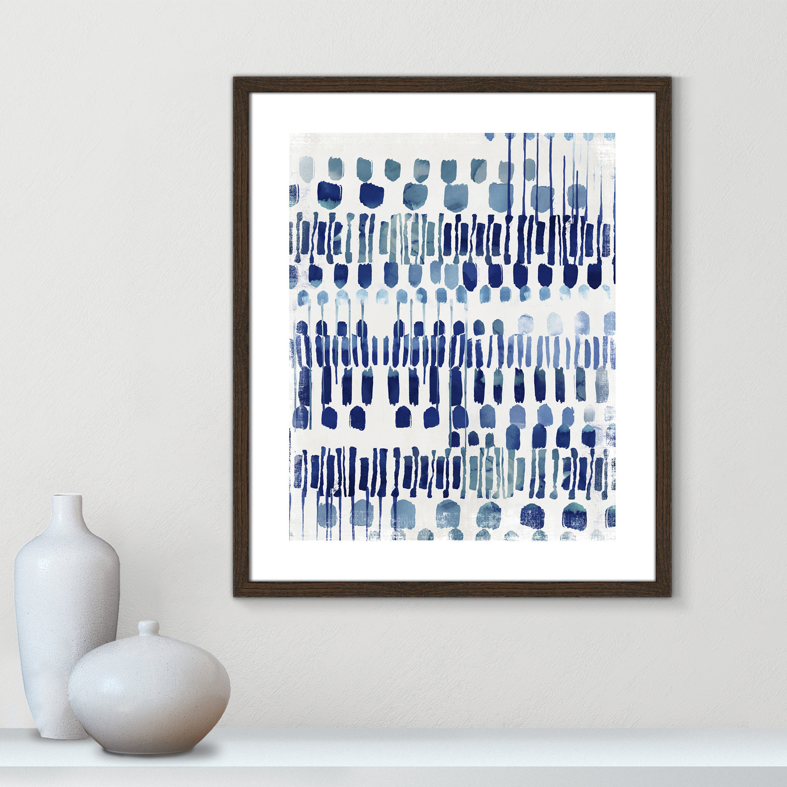 Continuously I - Painting Print, Walnut Wood Grain Framed Paper, White, 25.5" H x 21.5" W x 0.75" D