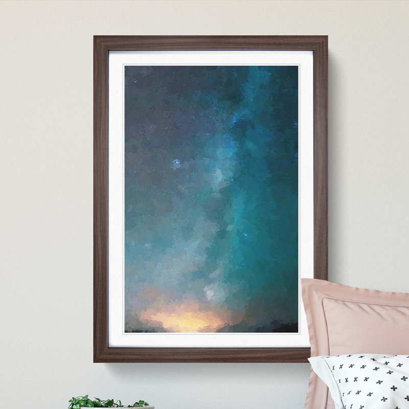 Shooting Stars over Iceland in Abstract - Picture Frame Graphic Art Print, 60cm H x 40cm W x 2cm D, Walnut
