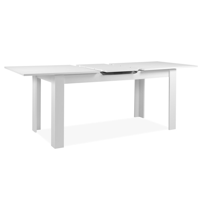 Sachika Extendable Dining Table, 75cm H x 160cm L x 80cm W, White, White