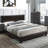 Modern Brown 1Pc Full Size Bed Faux Leather Upholstered Bedframe Bedroom Furniture Adjustable Headboard-310097152