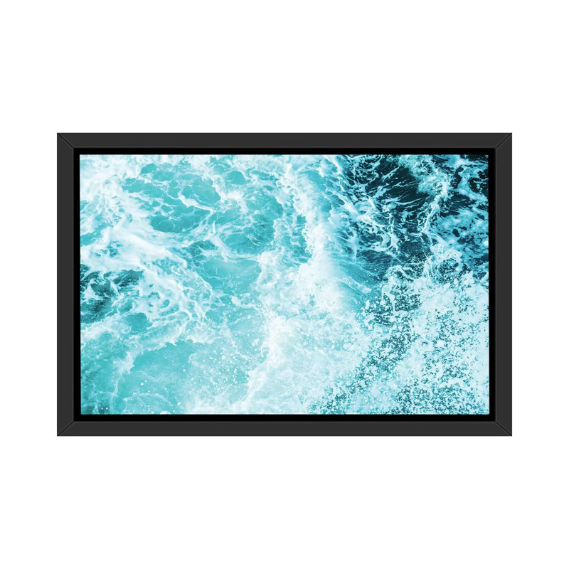 «Perfect Ocean Sea Waves» - Impression sur papier avec cadre flottant, H 40 po x l 60 po x 1,5 po, Toile avec cadre noir