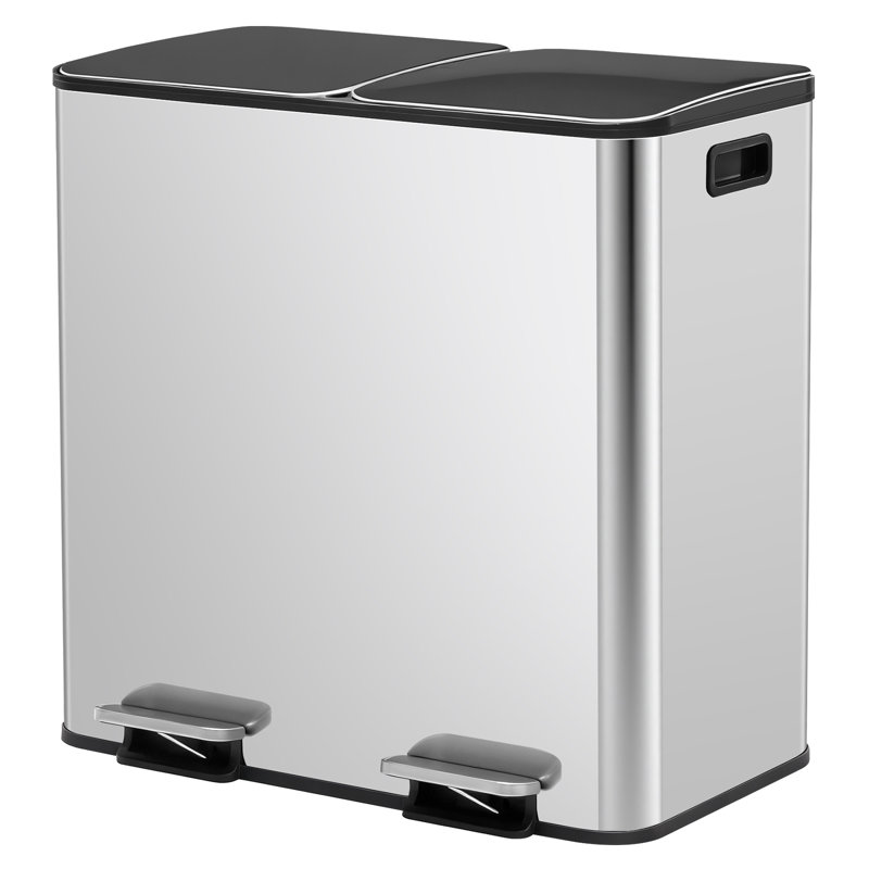 Poubelle 2 po x 8,3 gallons avec 2 compartiments intérieurs en plastique à fermeture en douceur pour la cuisine