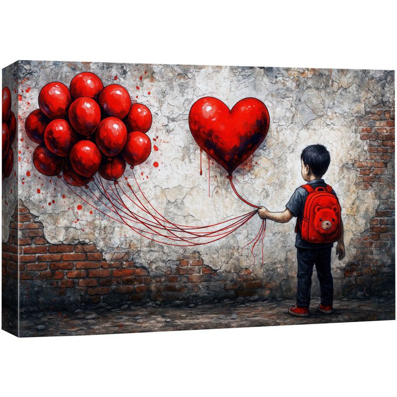 «Love ballons», graffiti, impression sur toile, impression sur toile encadrée, 24" H x 36" W x 1.5" D, Wrapped Canvas