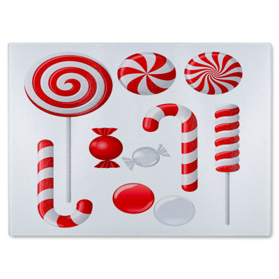 Different White Candies Dining Glass Chopping Board