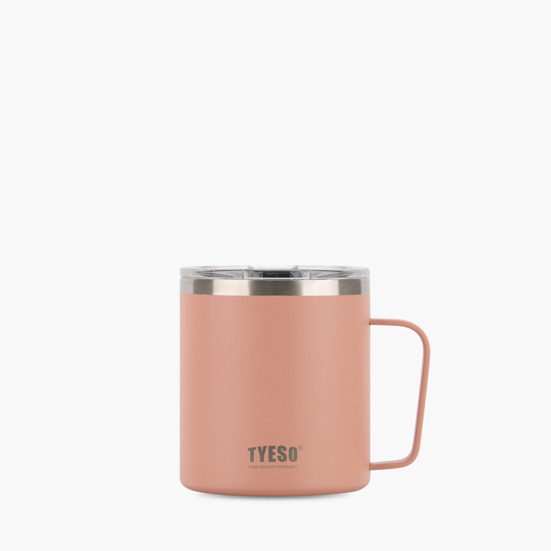 TYESO 10# Coffee Mug with Handle & Lid, 14 OZ, Pink