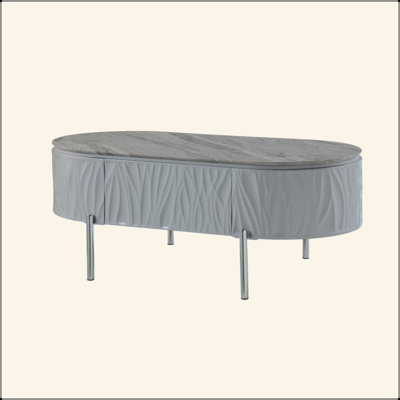 Yukino Gray High Gloss & Chrome Finish Coffee Table