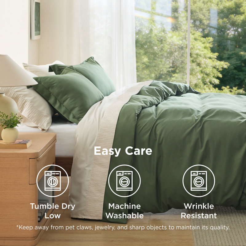Bedsure Olive Green Duvet Cover Oversized Queen Size - Soft Double Brushed Bedding Set for Kids & Adults（Set of 3）