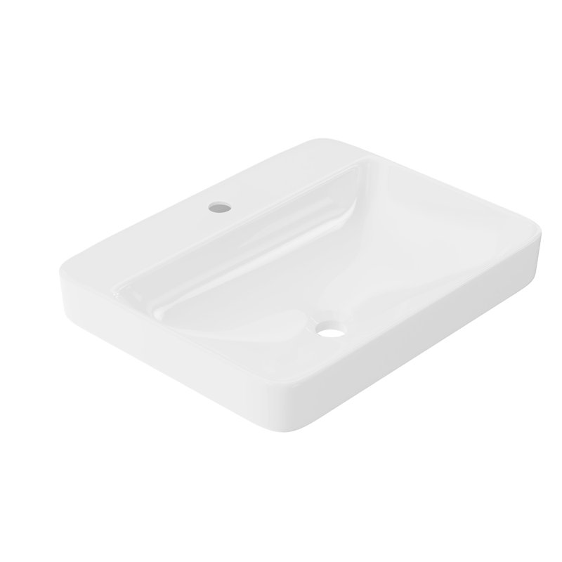 DeerValley 23.82" L x 18.9" W x 6.69" H White Rectangular Vitreous China Drop-in Bathroom Sink with Overflow