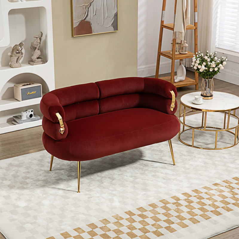 Chaise d'appoint Tortona, Velours rouge vin