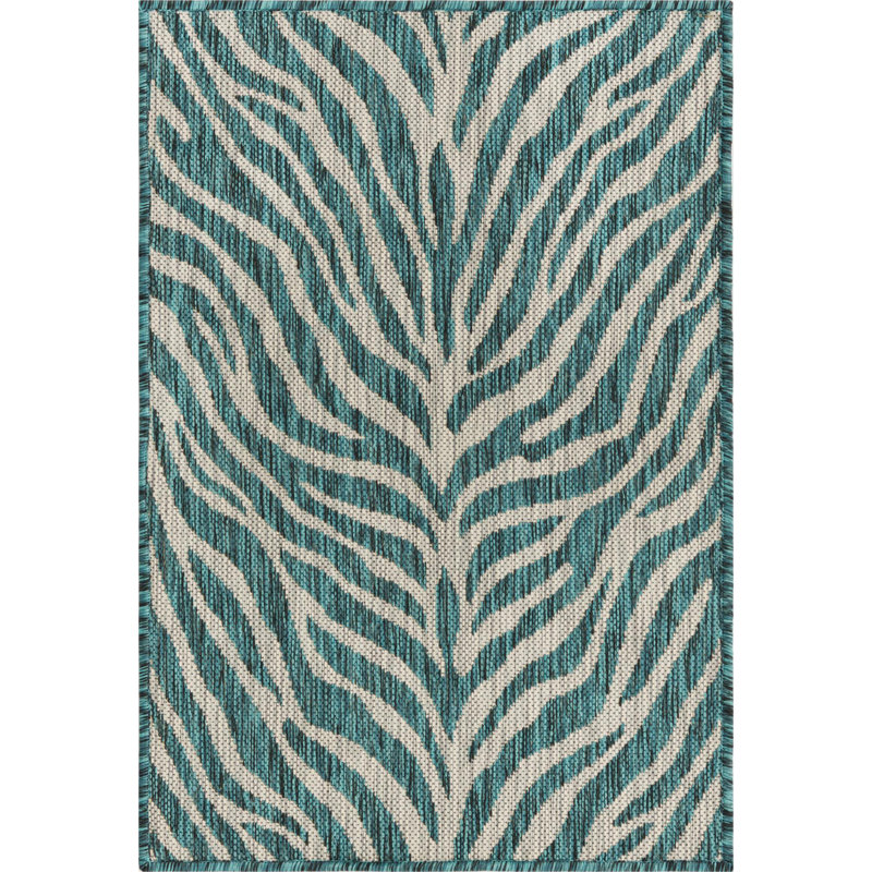 Tapis d'extérieur joyeux vert-bleu, Rectangle 2 pi 2 po x 3 pi