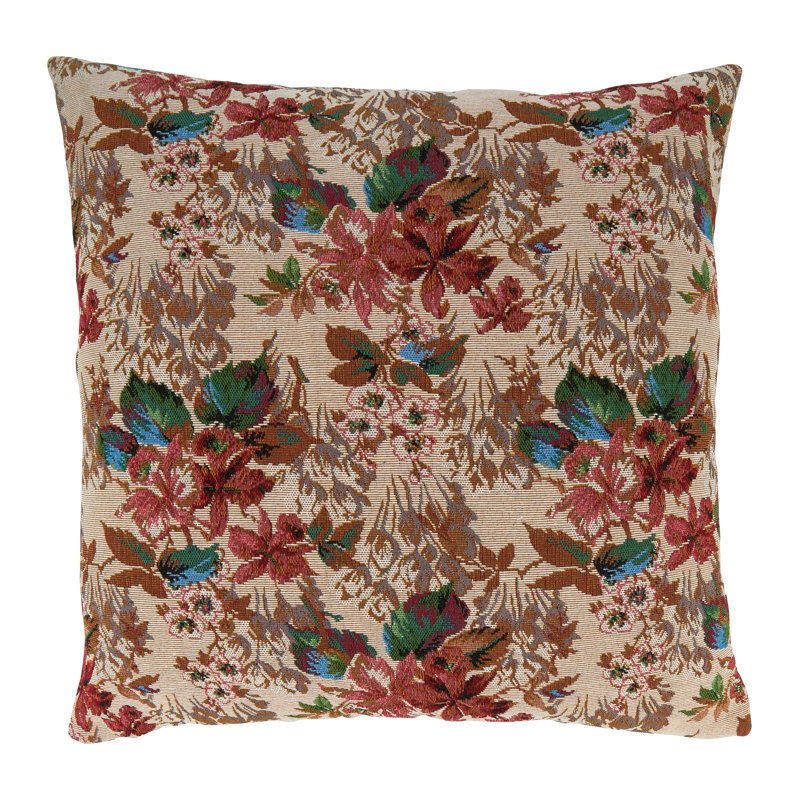 Black Jacquard Floral Down Blend Throw Pillow