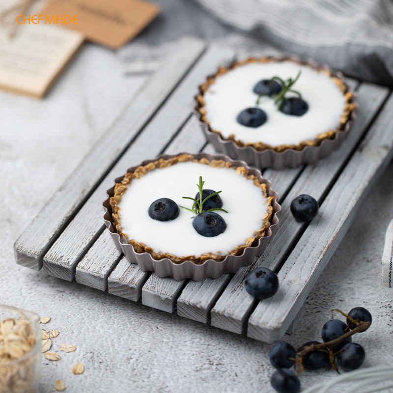 CHEFMADE 4 Inch Mini Round Tart Pan Set 4Pcs